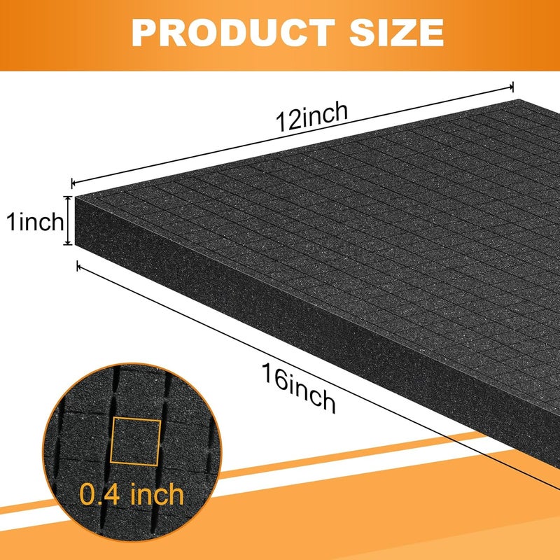 Eunice 4Pcs Polyurethane Foam Inserts -16 x 12 x 1 Inch Pick and Pluck Foam Padding Sheets for Tool Box, Camera Storage and Crafts - Image 2
